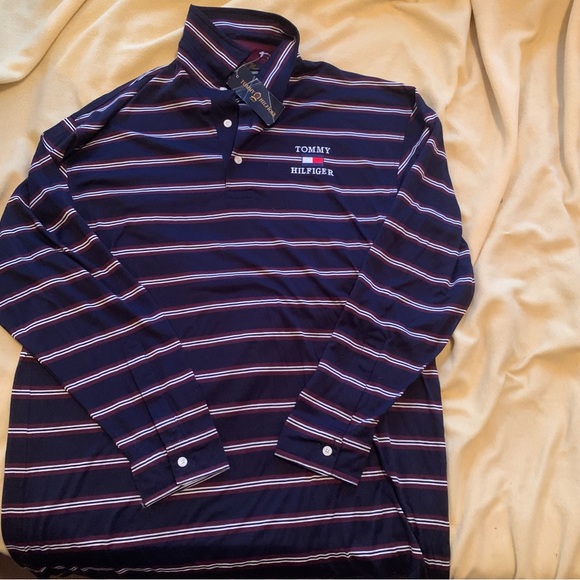 NWT Tommy Hilfiger striped collared shirt. Medium - Picture 1 of 5